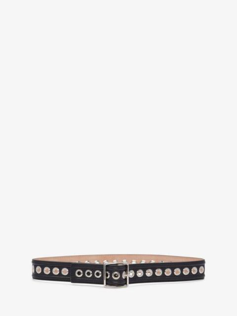 Women's Eyelet Medium Waist Belt in Black