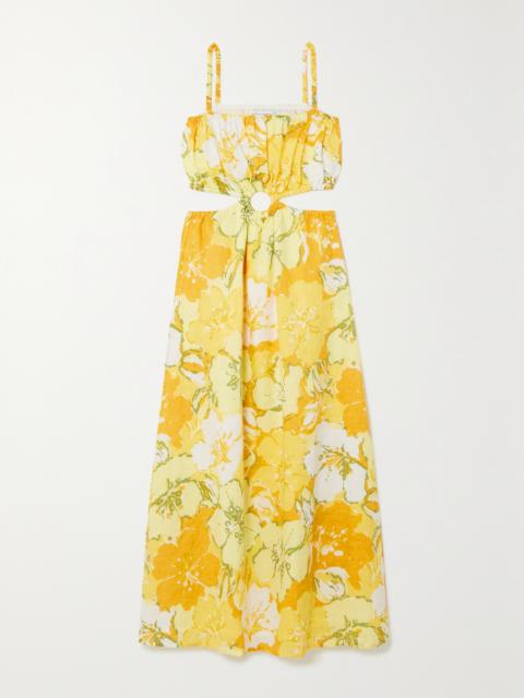 El Rio Cutout Floral-print Linen Maxi Dress