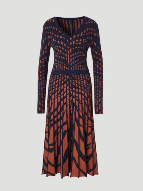 Zebra Jacquard Knit Full Skirted Midi Dress
