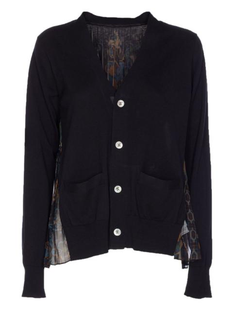 floral-print pleated cardigan