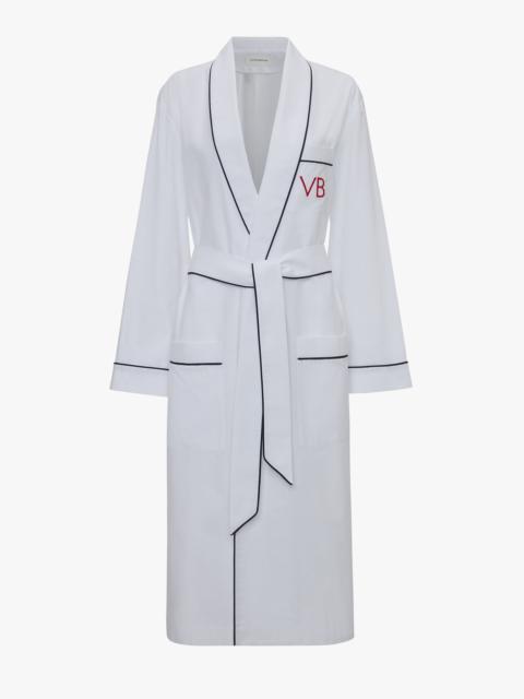 Piping Detail Pyjama Robe In White