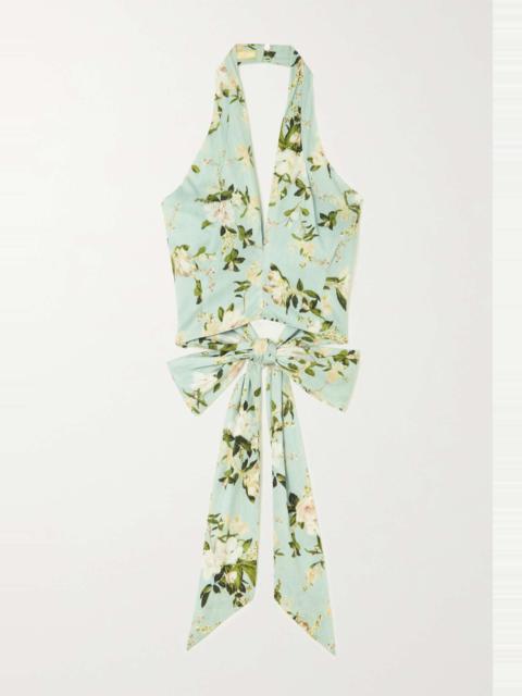 Luna cropped cotton halterneck top