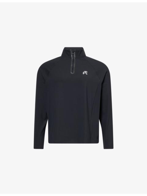 Funnel-Neck Raglan-Sleeve Stretch-Woven Top