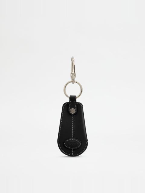 KEY HOLDER IN LEATHER WITH SHOEHORN - BLACK