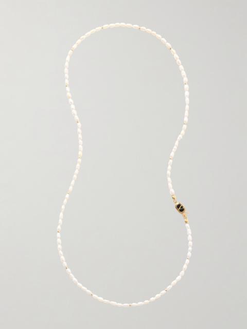 Gold-tone, Enamel And Pearl Necklace
