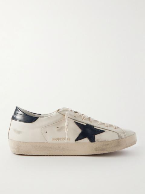 Superstar Distressed Leather Sneakers Cream