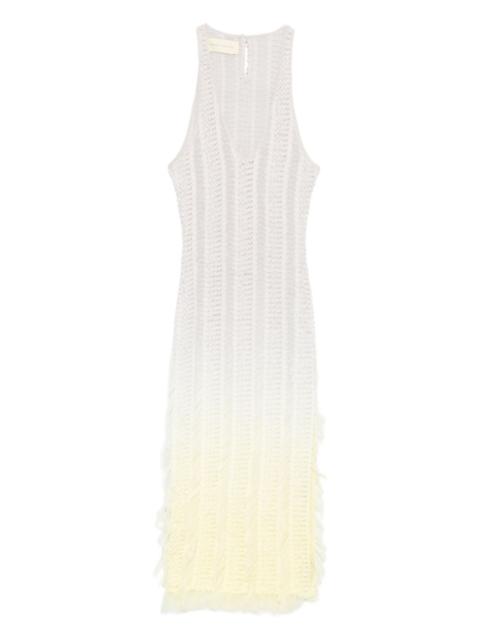Angel plunge-neck ombré midi dress