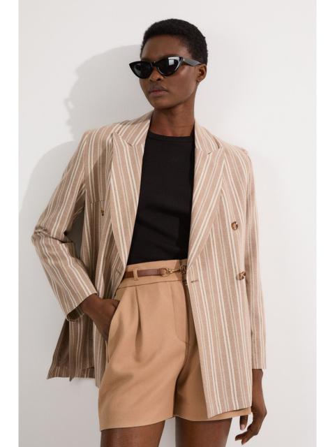 Linen Sparkle Stripe Tailored Double Breasted Jacket