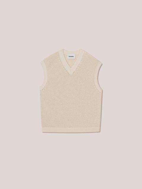 ZEBE - Textured cotton v-neck vest