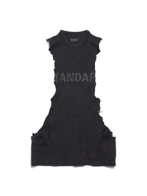 Men's Standard Ripped Tank Top in Black Faded