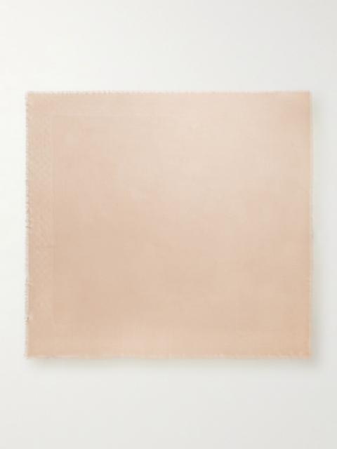 Frayed wool and silk-blend jacquard scarf Blush