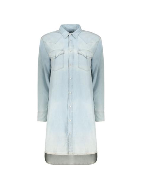 buttoned long-sleeve denim mini dress