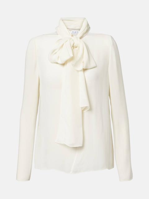 Sheer tie-neck blouse