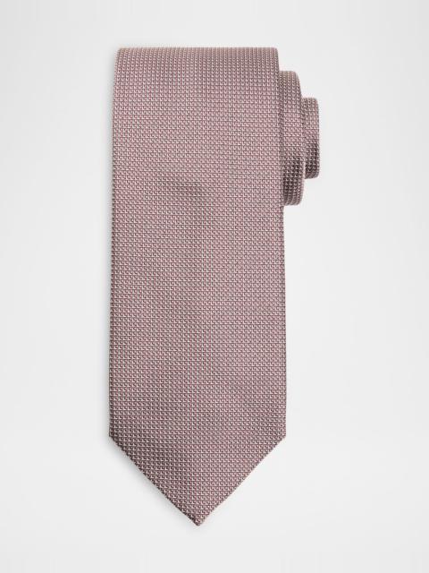 Men & apos;s Micro-Geometric Square Jacquard Silk Tie