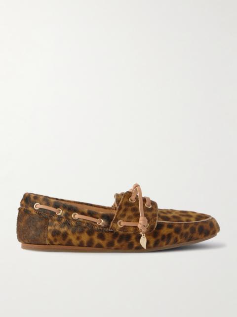 Pliaria Leopard-print Leather-trimmed Calf Hair Boat Shoes