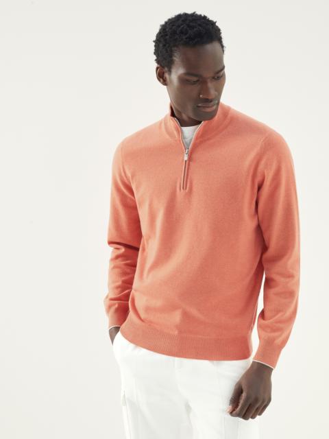 Cashmere turtleneck sweater with zipper