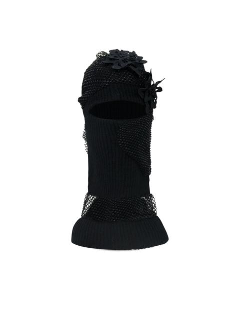 flower-appliqué balaclava