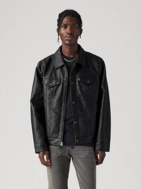 FAUX LEATHER TRUCKER JACKET