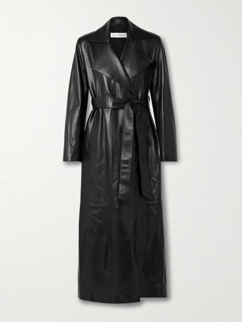 Kasha Belted Leather Trench Coat