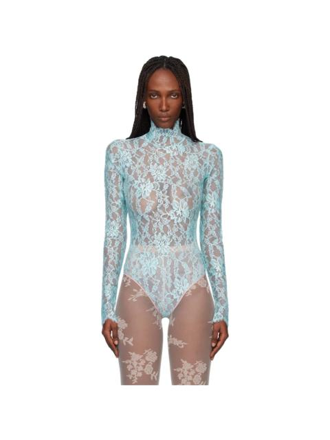 Blue Floral Lace Bodysuit