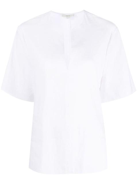 split-neck short-sleeved blouse