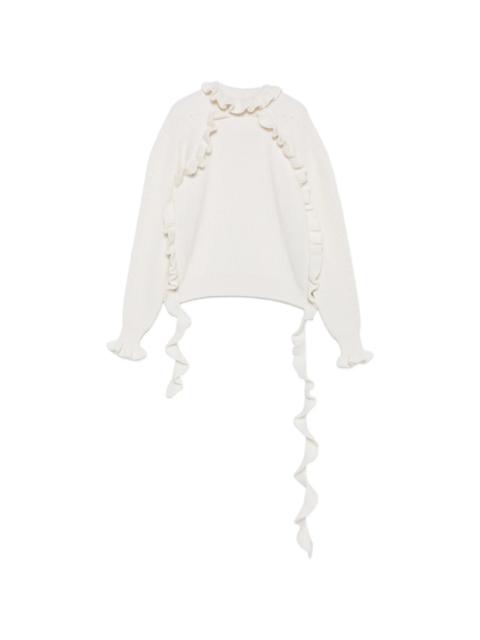 Blumarine Ruffled Ribbed-knit Sweater