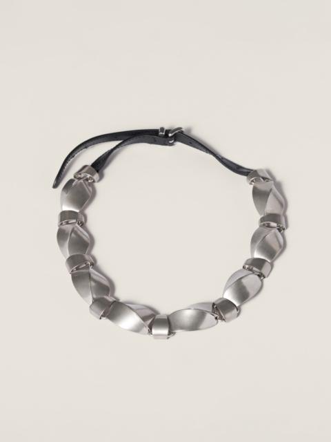 Metal and leather necklace