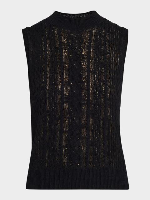 Double-Layer Cable-Knit Sleeveless Sweater
