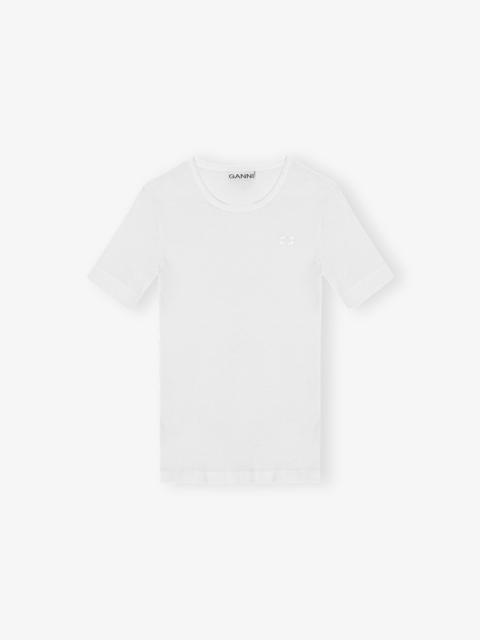 WHITE SOFT COTTON RIB SHORT SLEEVE T-SHIRT