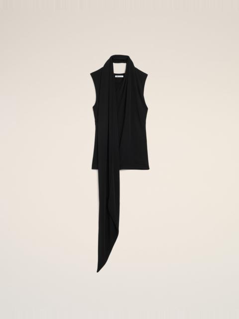 BLACK JERSEY SLEEVELESS LAVALLIERE TOP