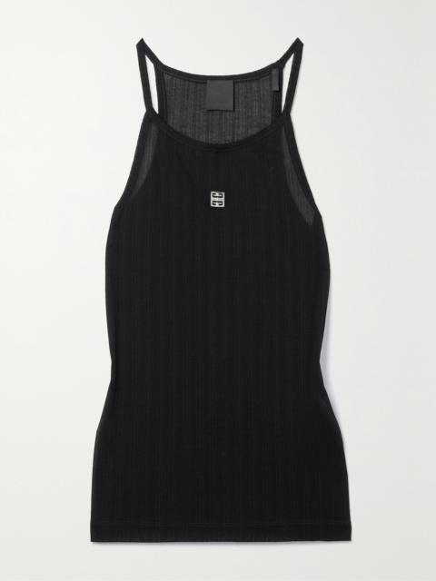 Embellished Ribbed Cotton Tank