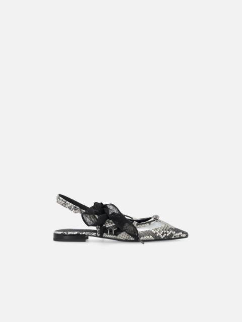 SLINGBACK BALLERINAS WITH PYTHON PRINT AND TIES