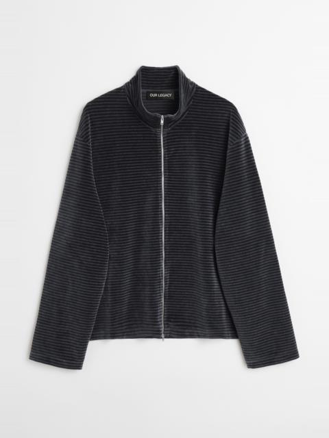 Shrunken Fullzip Polo Phantom Stripe Velour