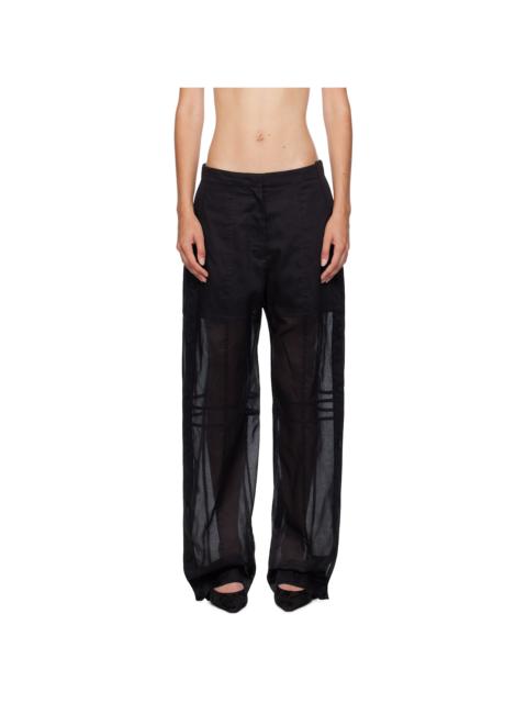 Black Cotton Muslin Trousers