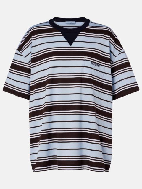 Striped cotton lisle T-shirt