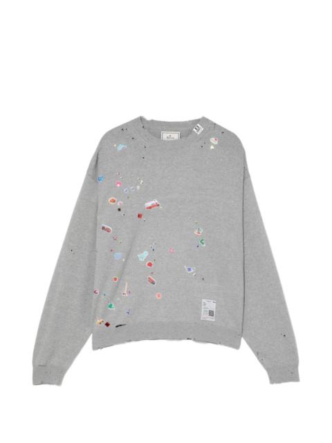 graphic-appliqué sweater