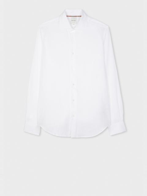 Slim-Fit White Linen Shirt