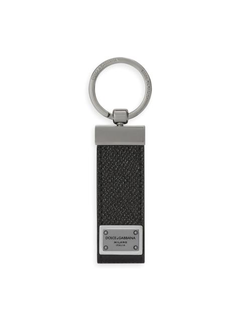 logo-tag leather keyring