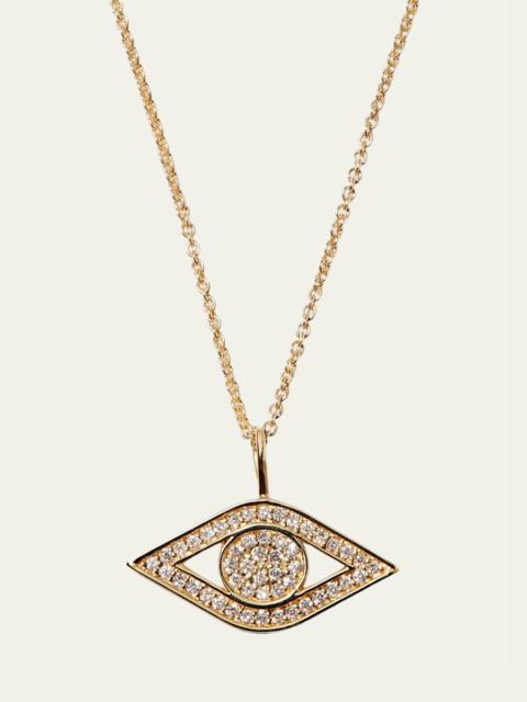 14k Yellow Gold Small Diamond Evil Eye Necklace