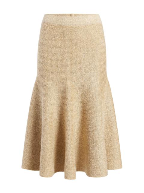 Cadence Knit Silk-Cashmere Midi Skirt tan