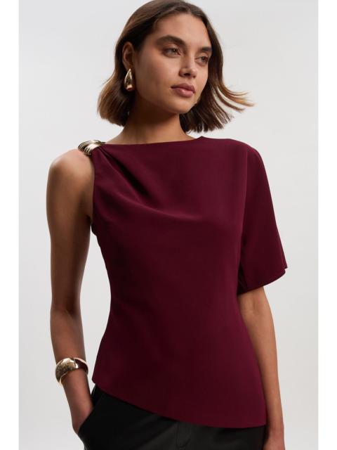 Soft Tailored Trim Detail Asymmetric Top