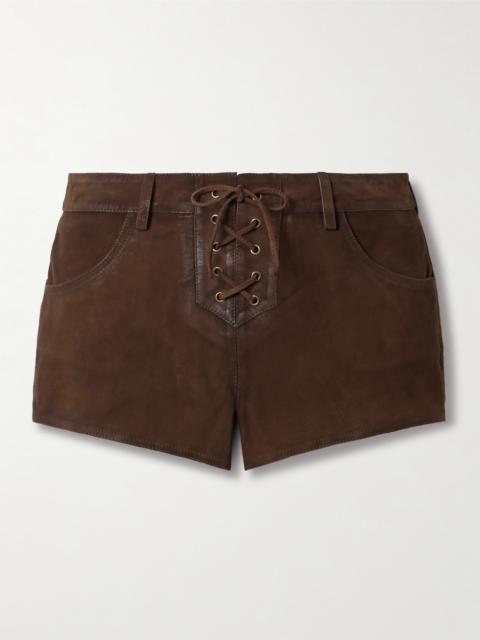 Vanel Lace-up Suede Shorts
