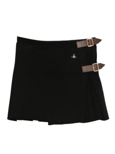 belted pleated mini skirt