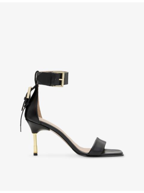 Noir Leather Heeled Sandals