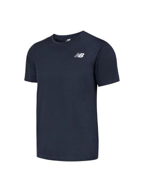 New Balance Men's New Balance Logo Printing Round Neck Sports Running Short Sleeve Navy Blue AMT0101