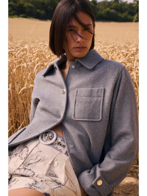 Brushed Wool Patch Pocket Tailored Medium Coat