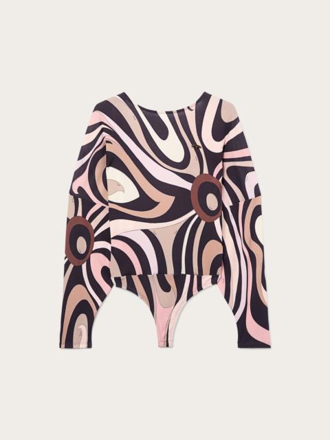 BODYSUIT WITH MARMO PRINT CAPE SLEEVES