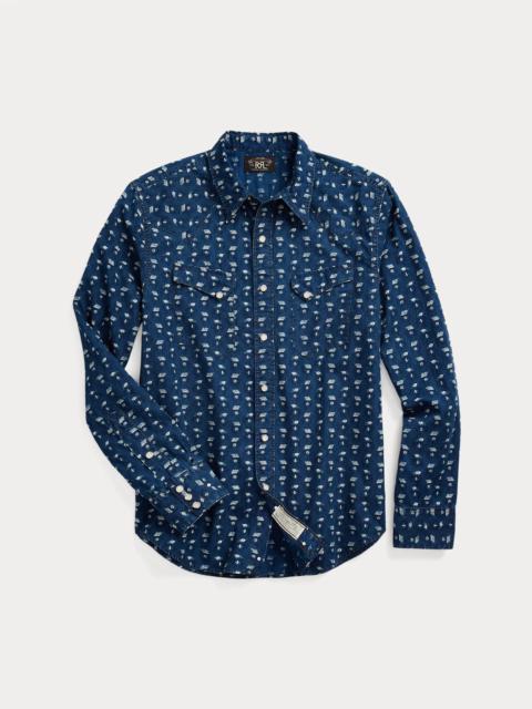 Slim Fit Indigo Print Western Shirt