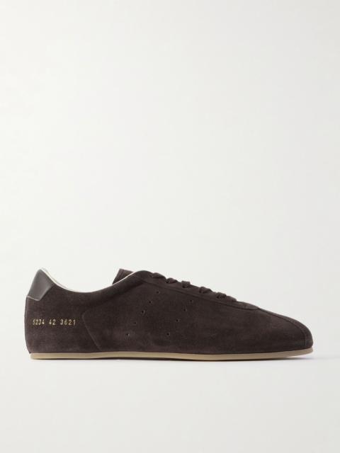Driving Lo Profile Leather-Trimmed Suede Sneakers Brown