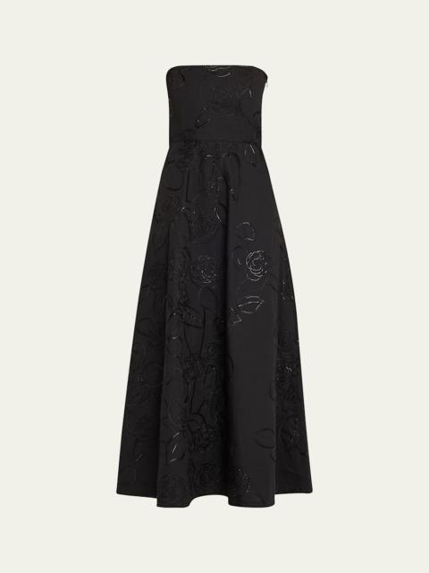 Odette Strapless Camelia Sequined Midi Dress